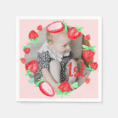 イチゴ1番目の誕生日ベリー最初 スタンダードカクテルナプキン (正面)