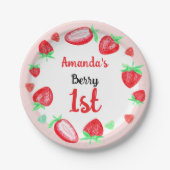 イチゴ1番目の誕生日ベリー最初 ペーパープレート (正面)