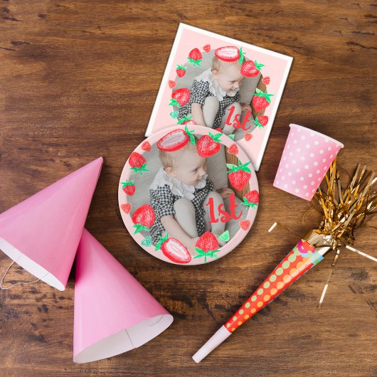 イチゴ1番目の誕生日ベリー最初 ペーパープレート