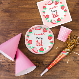 イチゴ1番目の誕生日ベリー最初 ペーパープレート