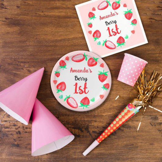 イチゴ1番目の誕生日ベリー最初 ペーパープレート