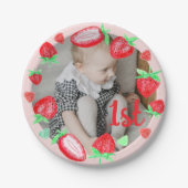 イチゴ1番目の誕生日ベリー最初 ペーパープレート (正面)