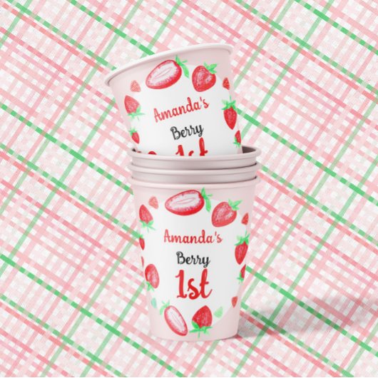 イチゴ1番目の誕生日ベリー最初 紙コップ