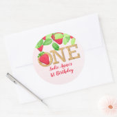 イチゴ1stバースデーガールベリ素朴ースウィート ラウンドシール (封筒)