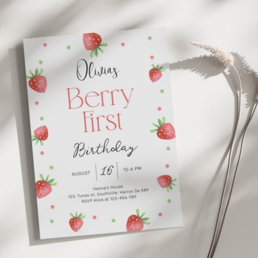 イチゴ1stバースデーベリーファーストスウィートガール 招待状