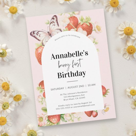 イチゴ1stバースデーベリーファーストパーティー 招待状