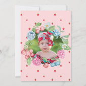 イチゴ1stバースデーベリーファーストピンク誕生日 招待状 (裏面)