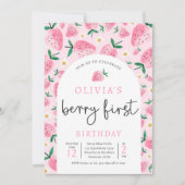 イチゴ1stバースデーベリー最初の誕生日パーティー 招待状 (正面)