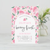 イチゴ1stバースデーベリー最初の誕生日パーティー 招待状 (スタンド正面)