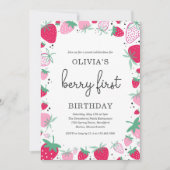 イチゴ1stバースデーベリー最初の誕生日パーティー 招待状 (正面)