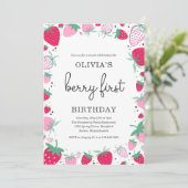 イチゴ1stバースデーベリー最初の誕生日パーティー 招待状 (スタンド正面)