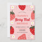 イチゴ1stバースデーベリー最初の誕生日パーティー 招待状 (正面)