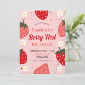 イチゴ1stバースデーベリー最初の誕生日パーティー 招待状 (スタンド正面)
