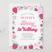 イチゴ1stバースデーベリー最初の誕生日パーティー 招待状 (正面)