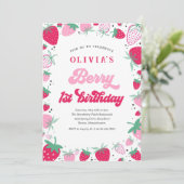 イチゴ1stバースデーベリー最初の誕生日パーティー 招待状 (スタンド正面)