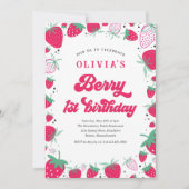 イチゴ1stバースデーベリー最初の誕生日パーティー 招待状 (正面)