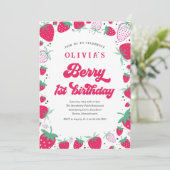 イチゴ1stバースデーベリー最初の誕生日パーティー 招待状 (スタンド正面)