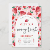 イチゴ1stバースデーベリー最初の誕生日パーティー 招待状 (正面)