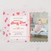 イチゴ1st誕生日とフォトサマー招待状 招待状 (正面/裏面)