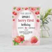 イチゴ1st誕生日パーティースウィートベリー 招待状 (スタンド正面)