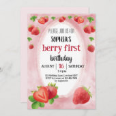 イチゴ1st誕生日パーティースウィートベリー 招待状 (正面/裏面)