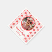 イチゴ1st誕生日パーティーベリーの最初の写真 スタンダードカクテルナプキン (角)