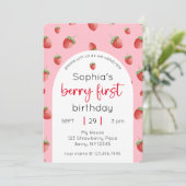 イチゴ1st誕生日パーティーベリーの最初の写真 招待状 (スタンド正面)
