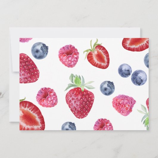 イチゴ1st誕生日パーティーベリーの最初の写真 招待状 (裏面)