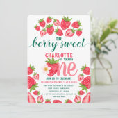 イチゴ1st誕生日パーティーベリースイートカワイイ 招待状 (スタンド正面)