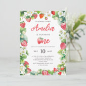 イチゴ1st誕生日パーティーベリースイートガールレッド 招待状 (スタンド正面)