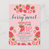 イチゴ1st誕生日パーティーベリースイートピンク ポストカード (正面)