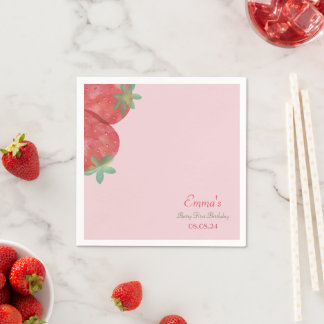 イチゴ1st誕生日パーティーベリーナプキンス スタンダードカクテルナプキン