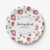 イチゴ1st誕生日パーティーベリーファーストスウィートパ ペーパープレート (正面)