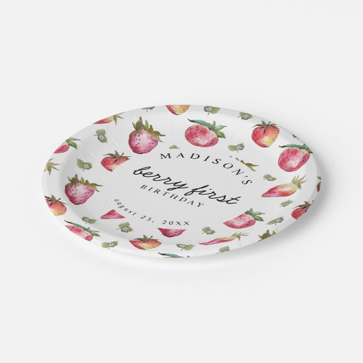 イチゴ1st誕生日パーティーベリーファーストスウィートパ ペーパープレート (アングル)