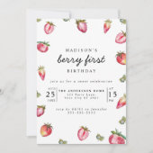 イチゴ1st誕生日パーティーベリーファーストスウィート 招待状 (正面)