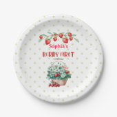イチゴ1st誕生日パーティー、ベリー最初の女の子 ペーパープレート (正面)