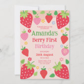 イチゴ1st誕生日ファーストベリー誕生日 招待状 (正面)