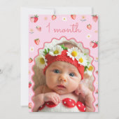 イチゴ1st誕生日フォトマイルストーンバナー 招待状 (正面)