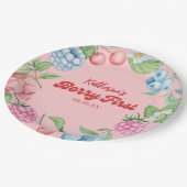 イチゴ1st誕生日ベリー最初の女の子の誕生日 ペーパープレート (アングル)