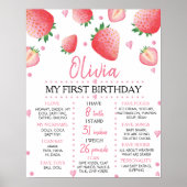 イチゴ1st誕生日マイルストーンのサイン ポスター (正面)