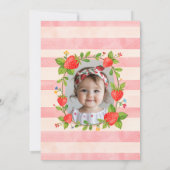 イチゴ1st誕生日ヴィンテージベリーの最初の写真 招待状 (裏面)