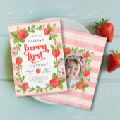 イチゴ1st誕生日ヴィンテージベリーの最初の写真 招待状