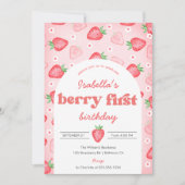 イチゴ1st誕生日招待状ベリーファースト・スウィート 招待状 (正面)