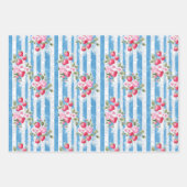 イチゴ2色と無地の色1色 ラッピングペーパーシート (正面)