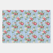 イチゴ2色と無地の色1色 ラッピングペーパーシート (正面)