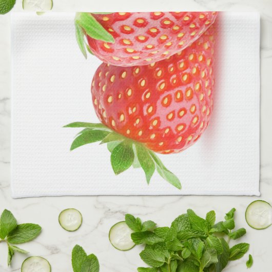 イチゴ3個 キッチンタオル (折り畳み)