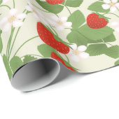 イチゴ，イチゴ，花，果実スタイリッシュ, ラッピングペーパー (ロールコーナー)