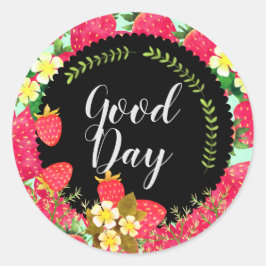 イチゴ。カスタマイズ.ブラック. ラウンドシール