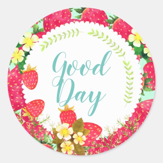 イチゴ。カスタマイズ.ヘビーホワイト. ラウンドシール (正面)