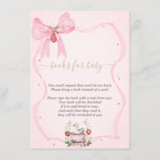 イチゴ,ガチョウ,ボウフレームドット赤ちゃんシャワー エンクロージャーカード (正面)